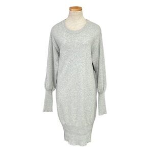 NSF Sweater Dress Grey Knit Balloon Sleeves Size Small